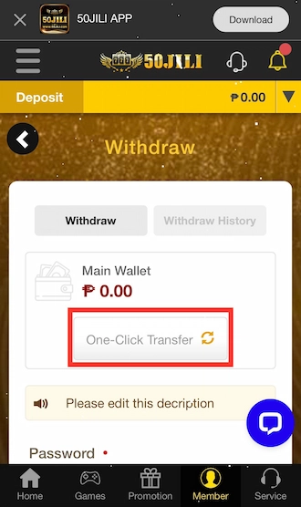 Transfer Balance to Main Wallet